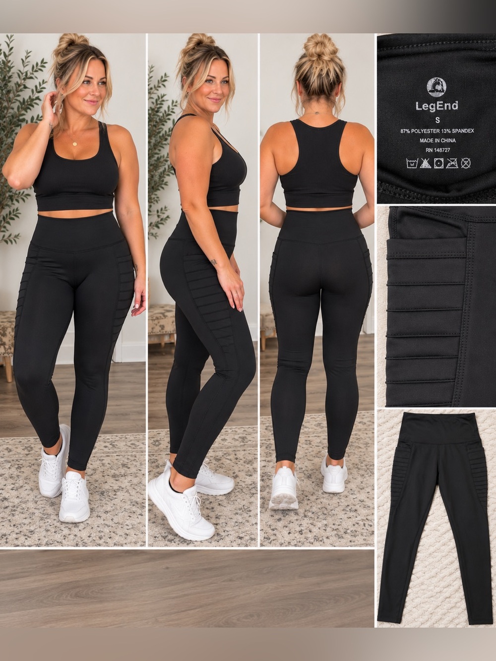 LegEnd Black High-Waisted Moto Leggings – Size Small